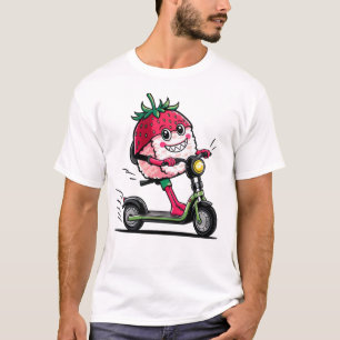 Niedlicher Kawaii Erdbeeren Sushi Scooter Lieferun T-Shirt
