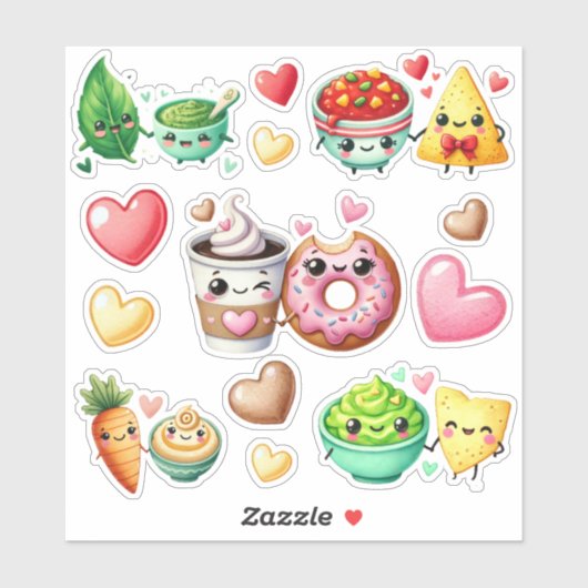 Niedlicher Kawaii-Feinschmecker Aufkleber (Blatt)