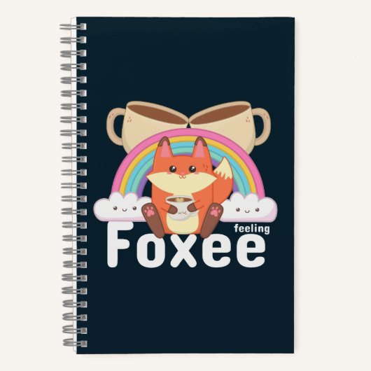 Niedlicher Kawaii-Fox-Kaffee Notizblock (Vorderseite)