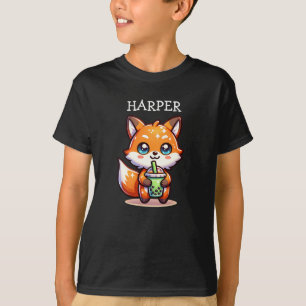 Niedlicher Kawaii Fox mit Bubble Tee Personalisier