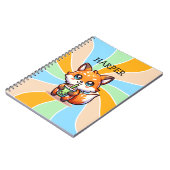 Niedlicher Kawaii Fox mit Bubble Tee Personalisier Notizblock (Linke Seite)
