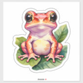 Niedlicher Kawaii Frog Stehend auf Blätter Aufkleber (Blatt)