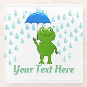 Niedlicher Kawaii Frog und Regen Glasuntersetzer