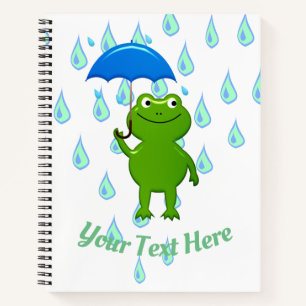 Niedlicher Kawaii Frog und Regen Notizblock