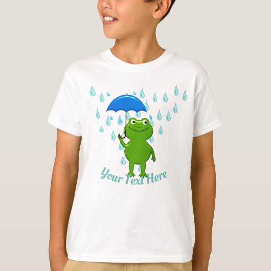 Niedlicher Kawaii Frog und Regen T-Shirt (Vorderseite)