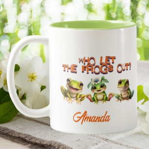 Niedlicher Kawaii-Frosch, der die Frösche Gelassen Zweifarbige Tasse