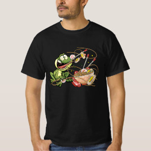 Niedlicher Kawaii Frosch essen in Ramen Bowl Japan T-Shirt