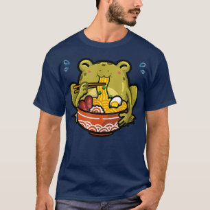 Niedlicher Kawaii Frosch fresst Ramen Noodles mit  T-Shirt