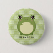 Niedlicher Kawaii-Frosch mit Personalisiertem Text Button (Vorderseite)