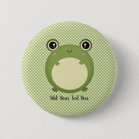 Niedlicher Kawaii-Frosch mit Personalisiertem Text Button (Vorderseite)