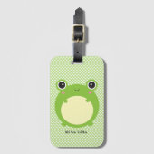 Niedlicher Kawaii Frosch mit Personalisiertem Text Gepäckanhänger (Vorderseite Vertikal)