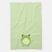 Niedlicher Kawaii Frosch mit Personalisiertem Text Geschirrtuch (Vertikal)