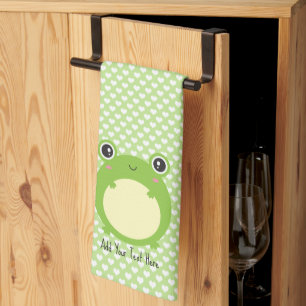 Niedlicher Kawaii Frosch mit Personalisiertem Text Geschirrtuch