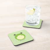 Niedlicher Kawaii-Frosch mit Personalisiertem Text Getränkeuntersetzer (Rechte Seite)