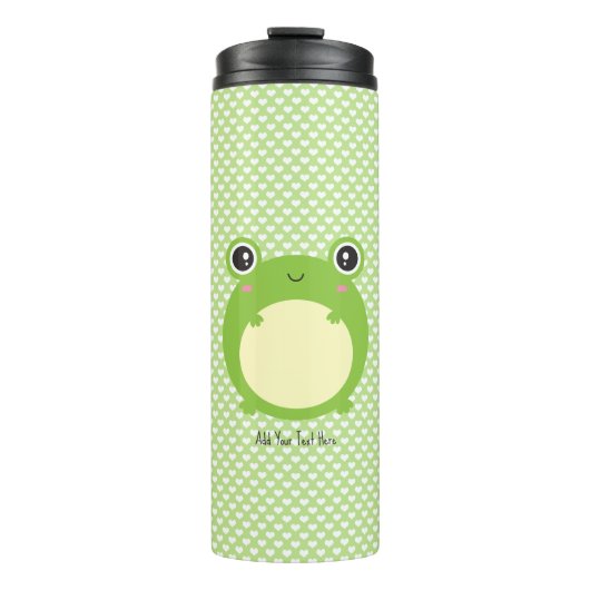 Niedlicher Kawaii Frosch mit Personalisiertem Text Thermosbecher (Vorderseite)