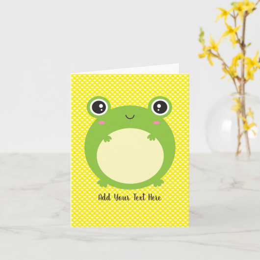 Niedlicher Kawaii Frosch Personalisierter Text sch Karte (Gelbe Blume)