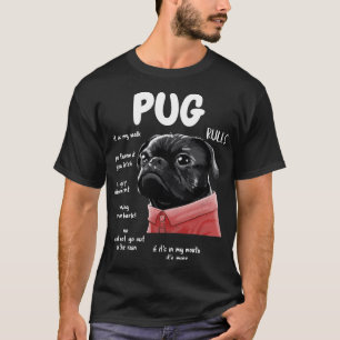 Niedlicher Kawaii Funny Black Mops Dog Rules - Mä T-Shirt