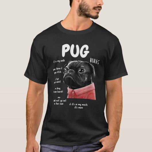 Niedlicher Kawaii Funny Black Mops Dog Rules - Män T-Shirt (Vorderseite)