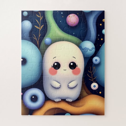 Niedlicher Kawaii Ghost in der Dreamy Space Puzzle (Vertikal)