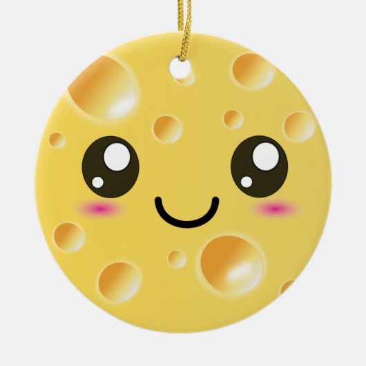 Niedlicher Kawaii glücklicher Käse Keramik Ornament (Vorne)