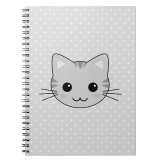 Niedlicher Kawaii grauer Tabby-Katzen-Cartoon Notizblock