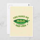 Niedlicher Kawaii Green Peas Veggie Food Pub Liebe Postkarte (Vorne/Hinten)