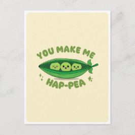 Niedlicher Kawaii Green Peas Veggie Food Pub Liebe Postkarte
