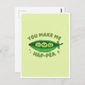 Niedlicher Kawaii Green Peas Veggie Food Pub Liebe Postkarte (Vorne/Hinten)