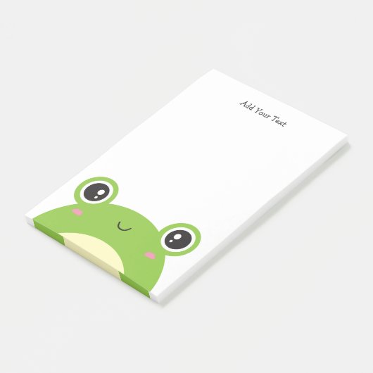 Niedlicher Kawaii-Grüner Frosch Personalisierter T Post-it Klebezettel (angewinkelt)