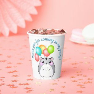 Niedlicher Kawaii Hamster mit Balloons Papierbeche Pappbecher