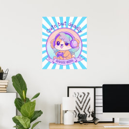 Niedlicher Kawaii Hund mit Wings Gamer Girl Starbu Poster
