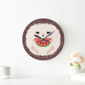 Niedlicher Kawaii Igel Eating Watermelone Große Wanduhr (Zuhause)