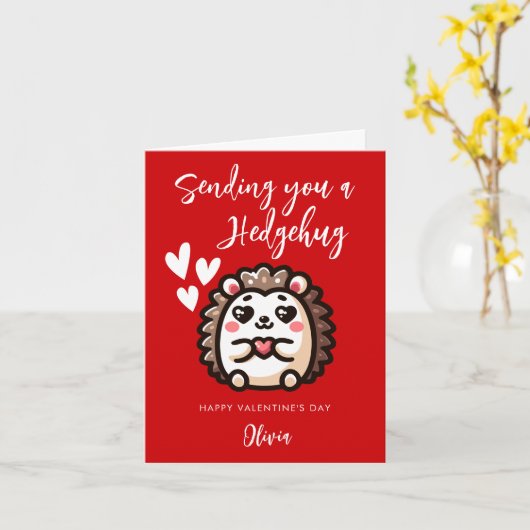 Niedlicher Kawaii-Igel Feierabend Karte (Gelbe Blume)