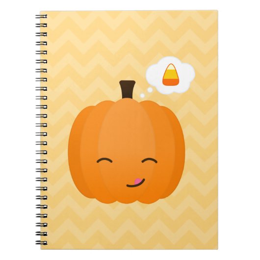 Niedlicher Kawaii-Jack o'Lantern und Candy Corn Notizblock (Vorderseite)