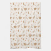 Niedlicher Kawaii Kaffee und Blätter Herbstmuster Geschirrtuch (Vertikal)