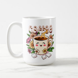 Niedlicher Kawaii Kaffee und Blume Kaffeetasse