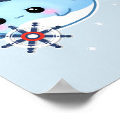 Niedlicher Kawaii Kapitän Narwhal mit Regenbogen Poster (Ecke)