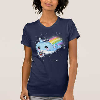 Niedlicher kawaii Kapitän narwhal mit Regenbogen T-Shirt