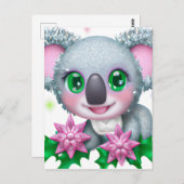 Niedlicher Kawaii-Koala-Bär mit Blume Postkarte (Vorne/Hinten)