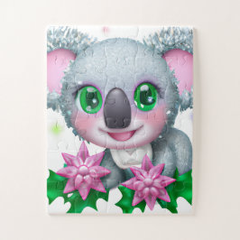 Niedlicher Kawaii-Koala-Bär mit Blume Puzzle