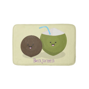 Niedlicher Kawaii Kokosnuss Cartoon Illustration Badematte