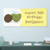 Niedlicher Kawaii Kokosnuss Cartoon Illustration Banner (Messe)