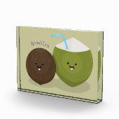 Niedlicher Kawaii Kokosnuss Cartoon Illustration Fotoblock (Rechts)