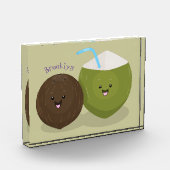 Niedlicher Kawaii Kokosnuss Cartoon Illustration Fotoblock (Links)