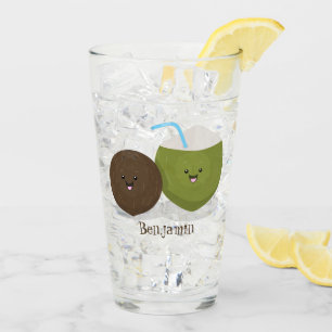 Niedlicher Kawaii Kokosnuss Cartoon Illustration Glas