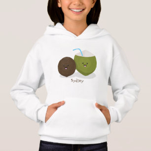 Niedlicher Kawaii Kokosnuss Cartoon Illustration Hoodie