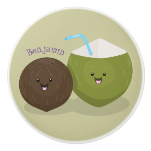 Niedlicher Kawaii Kokosnuss Cartoon Illustration Keramikknauf