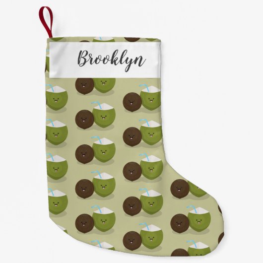 Niedlicher Kawaii Kokosnuss Cartoon Illustration Kleiner Weihnachtsstrumpf (Vorderseite)