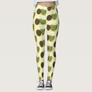 Niedlicher Kawaii Kokosnuss Cartoon Illustration Leggings