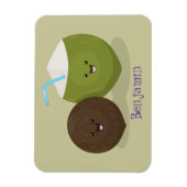 Niedlicher Kawaii Kokosnuss Cartoon Illustration Magnet (Vertikal)